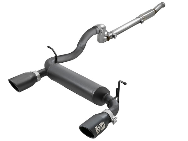 aFe Rebel Series 409 Stainless Steel Cat-Back Exhaust 18-21 Jeep Wrangler JL 2.0L (t) - Black Tip - 49-48096-B
