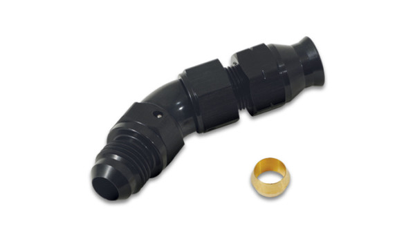 Vibrant 45 Degree 5/16in Tube to Male -6AN Flare Adapter w/ Olive Inserts - 16575