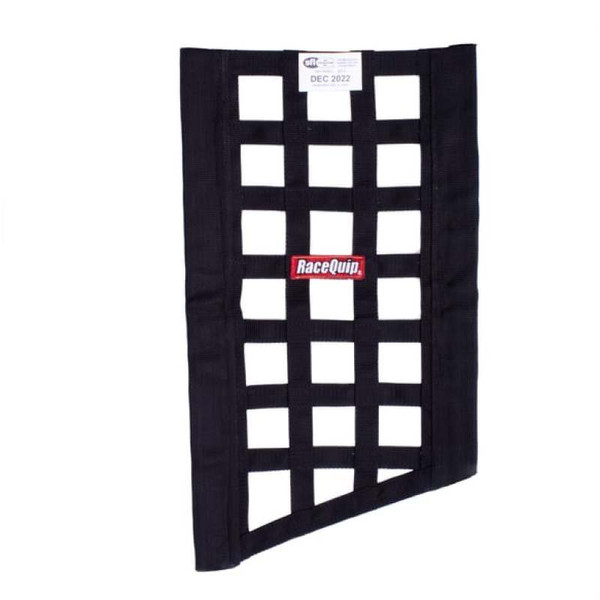 RaceQuip SFI 27.1 Rated Ribbon Style Funny Car Window Net / Black 22 to 18 H X 12 W - 829535