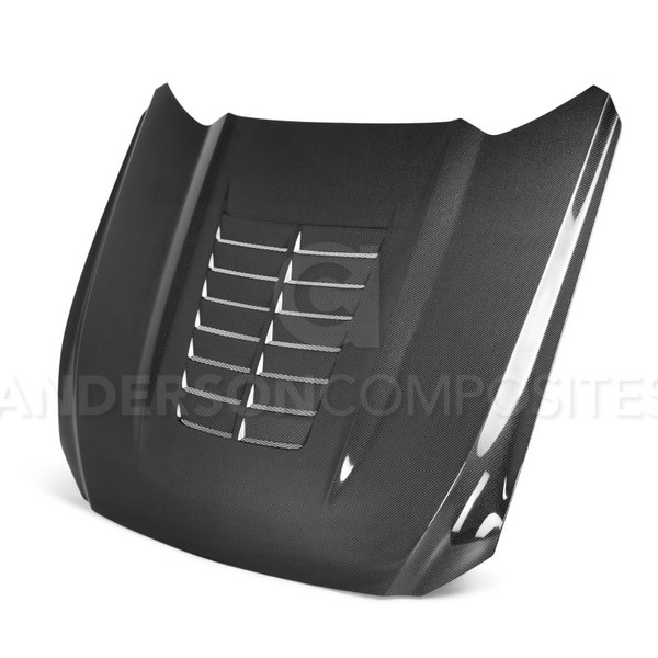 Anderson Composites 15-17 Ford Mustang Double Sided Type-GT5 Carbon Fiber Hood - AC-HD15FDMU-GT5-DS