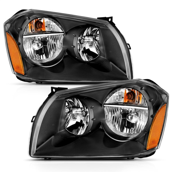 ANZO 2005-2007 Dodge Magnum Crystal Headlight  Black Amber - 111425
