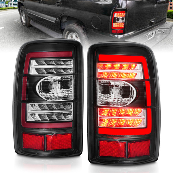 ANZO 2000-2006 Chevrolet Tahoe LED Tail Lights w/ Clear Lens Black Housing - 311362