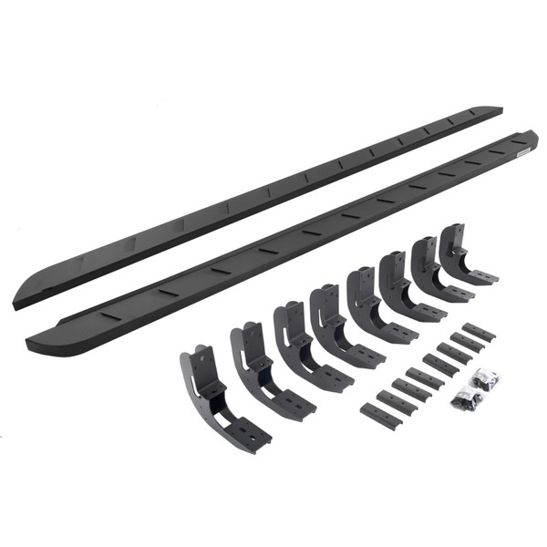 Go Rhino 20-22 GMC Sierra 2500HD CC (New Bdy) RB10 Slim Running Boards Kit (w/Brackets) - Tex. Blk - 63404887SPC
