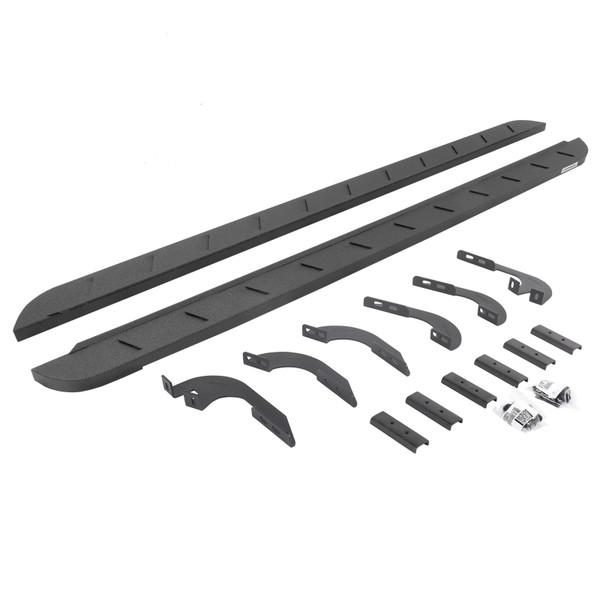 Go Rhino 05-22 Toyota Tacoma DC 4DR RB10 Slim Running Boards Kit (Incl. Brackets) - Bedliner Coating - 63442987ST
