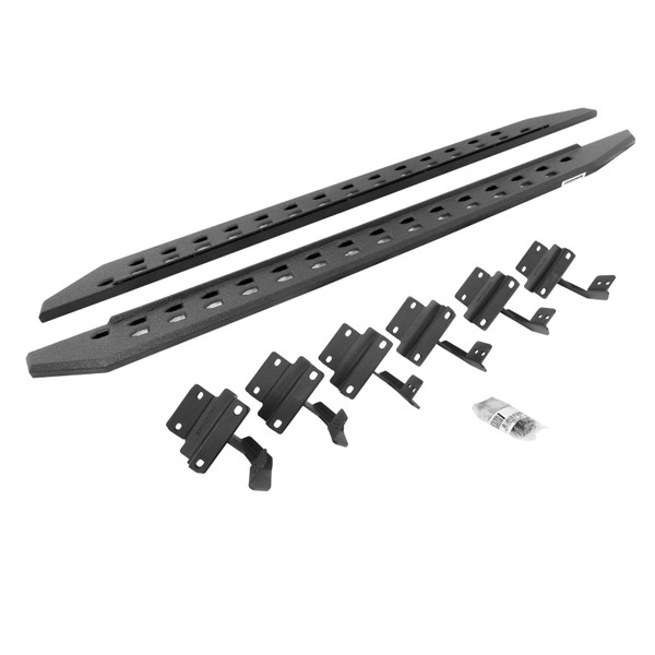 Go Rhino 17-22 Ford F-250/F-350 SC 4DR RB20 Slim Running Boards Kit (w/Brackets) - Bedliner Coating - 69417780ST