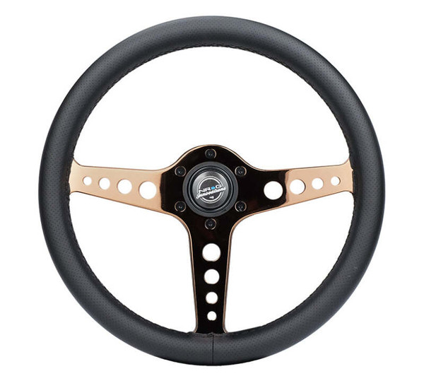 NRG Light Weight Gaming Steering Wheel - Driftz 350mm 3 Rose Gold Spokes Perforated Leather - ST-034RG-PR