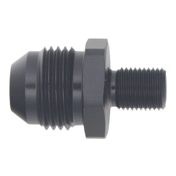 DeatschWerks 8AN Male Flare to M10 X 1.0 Male Metric - Anodized Matte Black - 6-02-0621-B