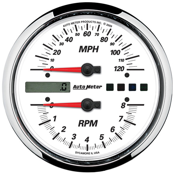 Autometer Pro-Cycle Gauge Tach/Speedo 4 1/2in 8K Rpm/120 Mph White - 19467