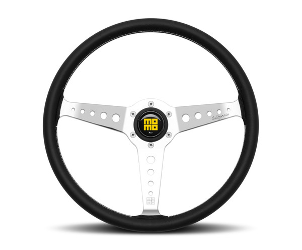 Momo California Steering Wheel 360 mm - Black Leather/White Stitch/Pol Spokes - CAL36BK2S