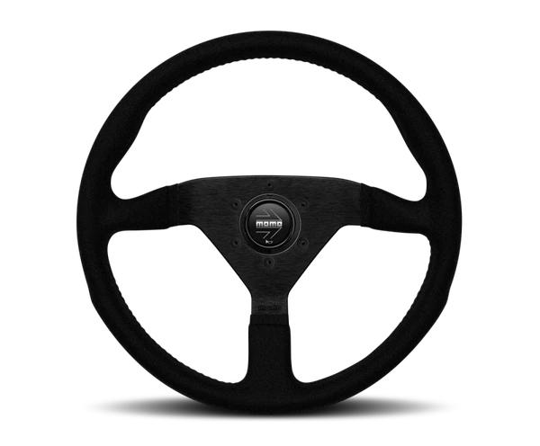 Momo Montecarlo Alcantara Steering Wheel 350 mm - Black/Black Stitch/Black Spokes - MCL35AL1B