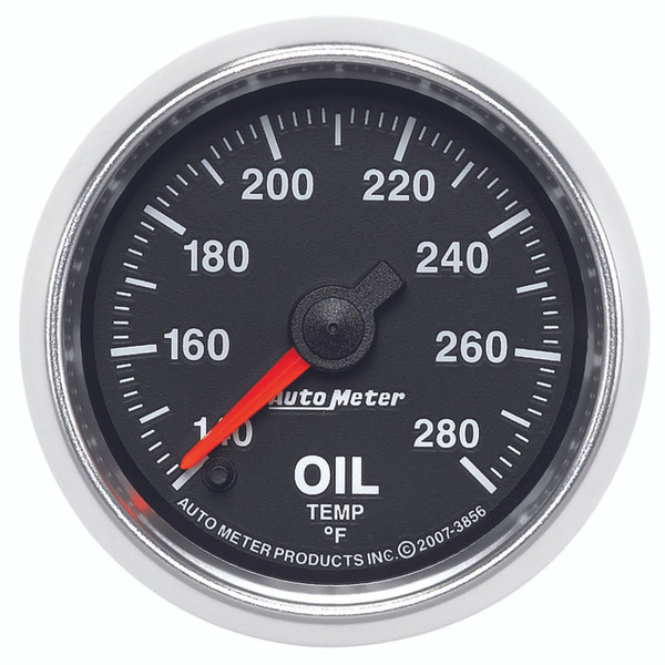 Autometer GS Series 2-1/16in Oil Temperature Gauge 140-280 Degrees Electric Full Sweep - 3856