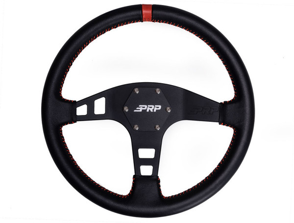 PRP Flat Leather Steering Wheel- Red - G213