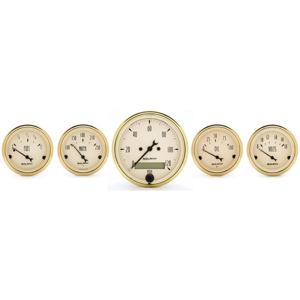 AutoMeter Gauge Kit 5 Pc. 3-1/8in. & 2-1/16in. Elec. Speedometer Golden Oldies - 1502