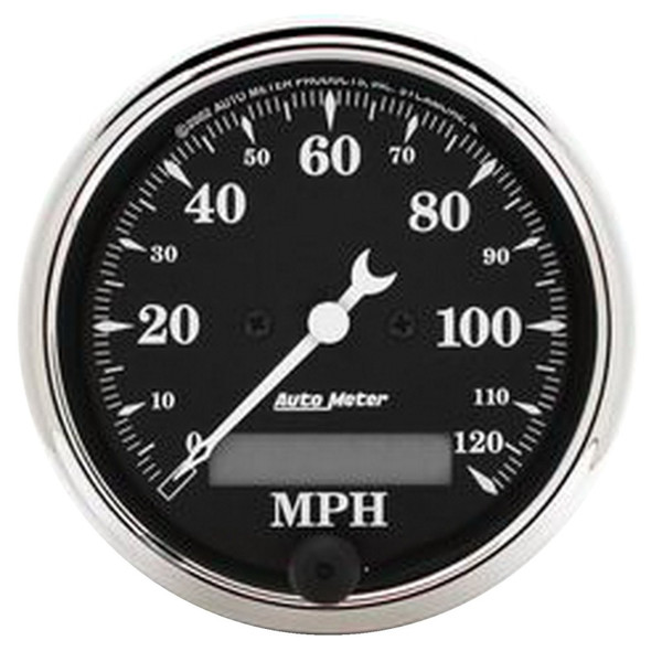 AutoMeter Gauge Speedo. 3-1/8in. 120MPH Elec. Prog. W/ Lcd Odo Old Tyme Blk - 1787