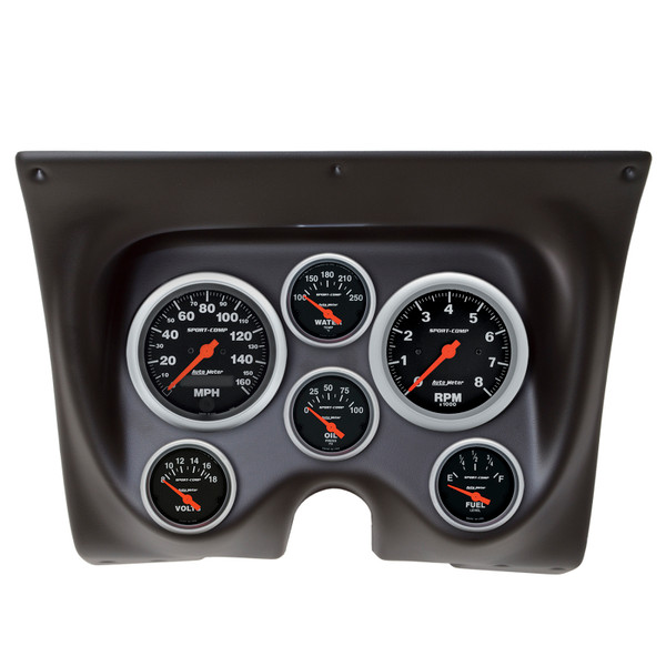 Autometer Sport-Comp 67-68 Camaro/Firebird Dash Kit 6pc Tach / MPH / Fuel / Oil / WTMP / Volt - 7020-SC