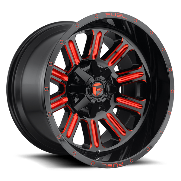 Fuel Off Road Model D621 HARDLINE Gloss Black w/ Candy Red 20X10