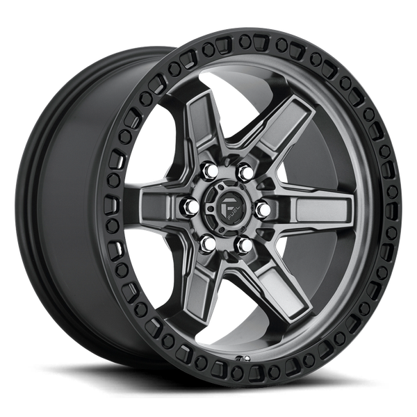 Fuel Off Road Model D698 KICKER 6 Matte Gunmetal with Black Bead Ring 17X9