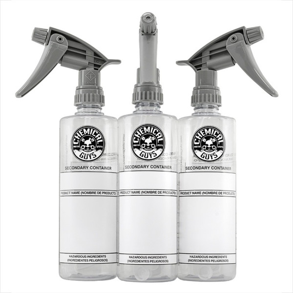 Chemical Guys Secondary Container Dilution Bottle With Heavy Duty Sprayer - 16oz (3 Pack) - ACC138