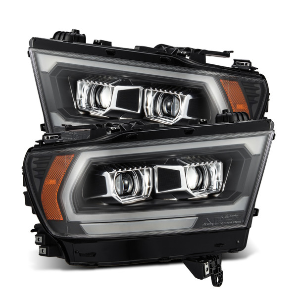 AlphaRex 19-22 Dodge Ram 1500 LUXX LED Proj Headlights Black w/Seq Activation Light/Seq Signal/DRL - 880576