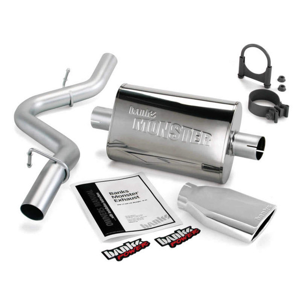 Banks Power 97-99 Jeep 2.5/4.0L Wrangler Slip Fit Cat Monster Exh Sys - SS Single Exh w/ Chrome Tip - 51312