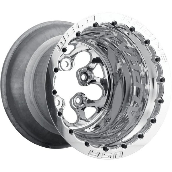 Weld Alpha-1 15x14 / 5x4.75 BP / 2in. BS Polished Wheel - Polished Double Beadlock MT - 83P-514274MP