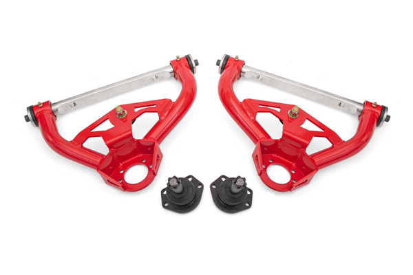 BMR 78-87 GM G-Body Non-Adjustable Upper A-Arms Delrin 0.5in Tall Ball Joint - Red - AAU462R