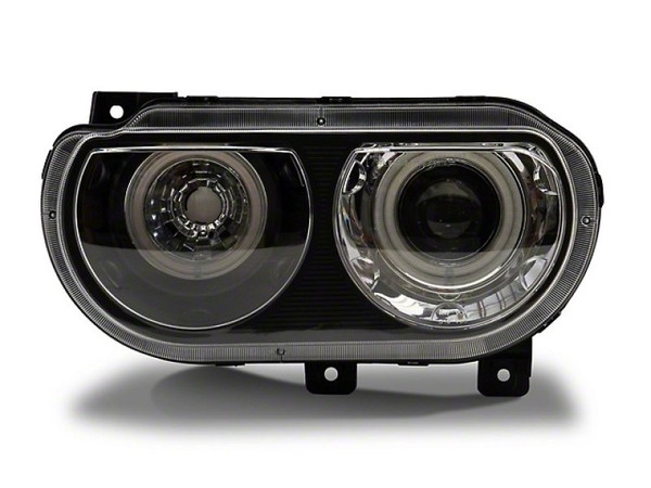 Raxiom 08-14 Dodge Challenger Dual LED Halo Projector Headlights- Black Housing (Clear Lens) - CH3684