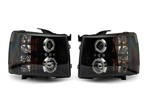 Raxiom 07-13 Silverado 1500 Super White LED Halo Projector Headlights- Black Housing (Clear Lens) - S112717