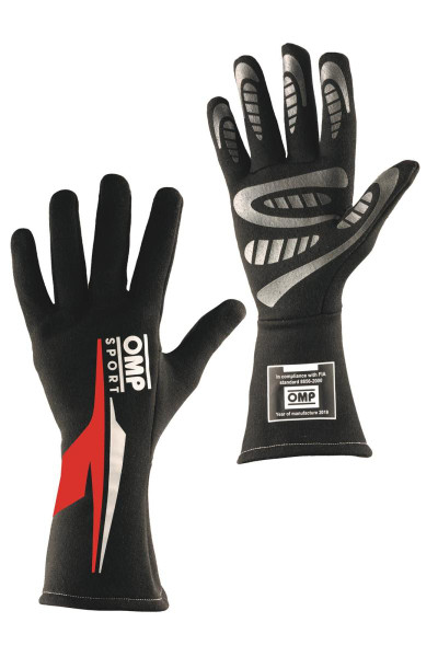OMP Os 60 Gloves Black/- Small (Red) (Fia/Sfi) - IB/762E/NR/S