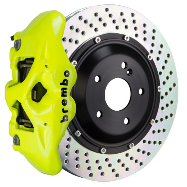 Brembo 19+ 330i Rear GT BBK 4 Piston Cast 380x28 2pc Rotor Drilled-Fluo. Yellow - 2S1.9020A7