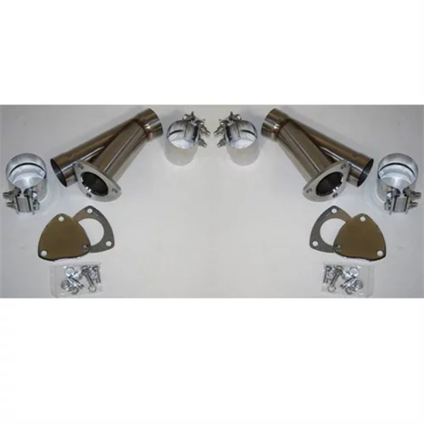 Granatelli 2.25in Stainless Steel Manual Dual Exhaust Cutout Kit w/Slip Fit & Band Clamp - 305522D