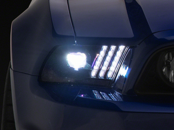 Raxiom 13-14 Ford Mustang LED Projector Headlights SEQL Turn Signals- Blk Housing (Clear Lens) - 426686