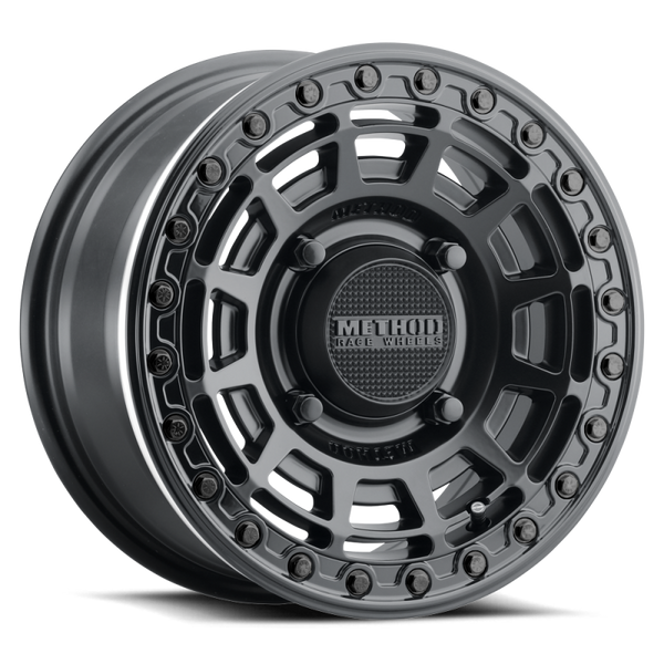 Method MR415 Beadlock 15x7 / 5+2/38mm Offset / 5x4.5 / 76mm CB Matte Black Wheel - Gloss Black Ring - MR415570121052B