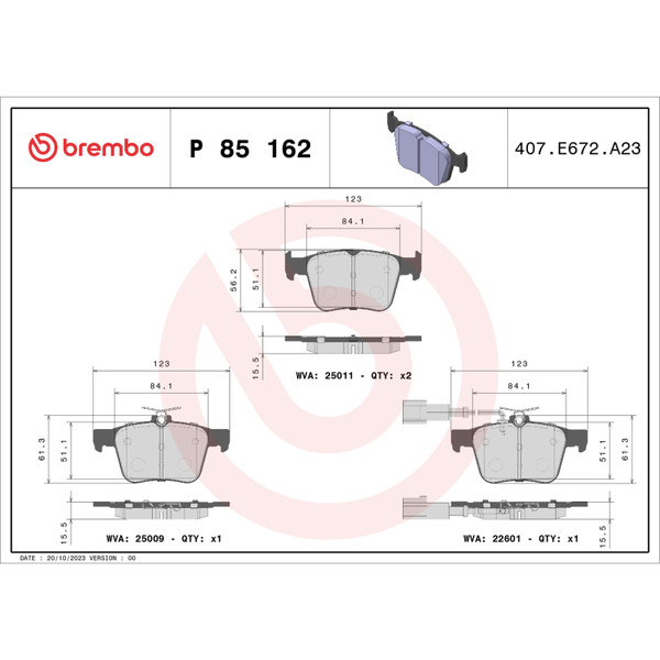 Brembo 18-20 Audi RS3/ Audi TT RS Quattro Rear Low-Met Brake Pad - P85162