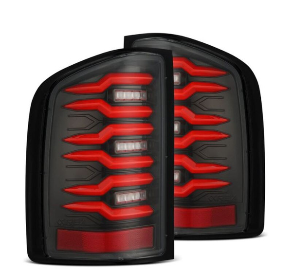 AlphaRex 07-14 Chevrolet Silverado 1500/2500HD/3500HD Luxx-Series LED Tail Lights Black/Red - 620000