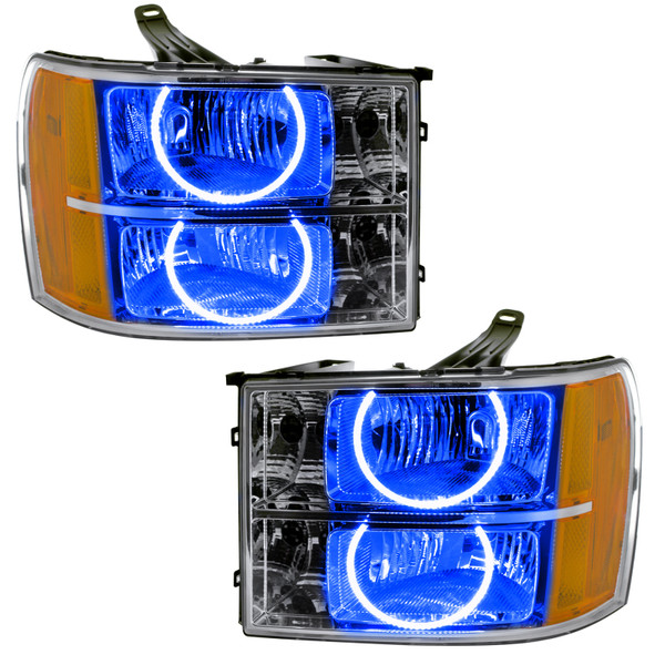 Oracle Lighting 07-13 GMC Sierra Pre-Assembled LED Halo Headlights - (Round Ring Design) -Blue - 8165-002