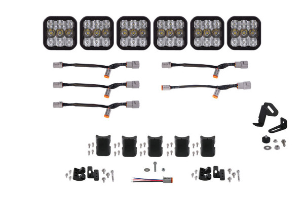 Diode Dynamics SS5 Pro Universal CrossLink 6-Pod Lightbar - White Combo - DD7244