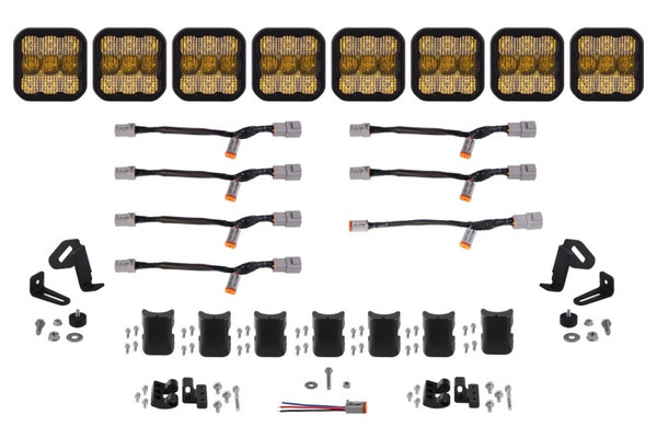 Diode Dynamics SS5 Pro Universal CrossLink 8-Pod Lightbar - Yellow Combo - DD7249