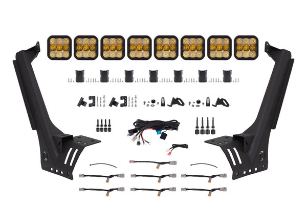 Diode Dynamics Jeep JL SS5 Pro CrossLink Windshield - Yellow Combo Lightbar Kit - DD7263