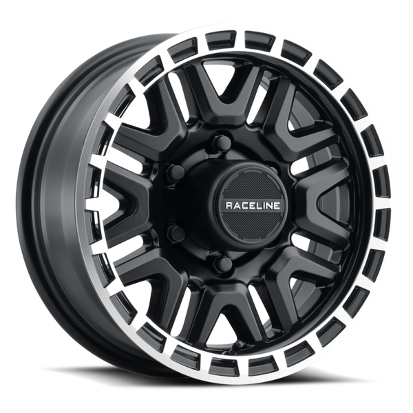 Raceline 953BM Krank 15x6in / 6x139.7 BP / 0mm Offset / 4.25mm Bore - Black & Machined Wheel - 953BM-56060