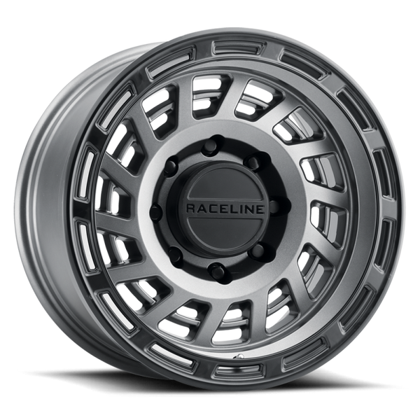 Raceline 957GB Halo 17x8.5in / 6x139.7 BP / 0mm Offset / 106.1mm Bore - Gunmetal & Black Lip Wheel - 957GB-78560-00