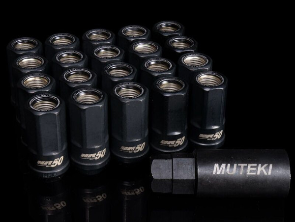 Wheel Mate Muteki HR50 Open End Lug Nuts - Black w/ Black Ring 14x1.50 - HR5007BB