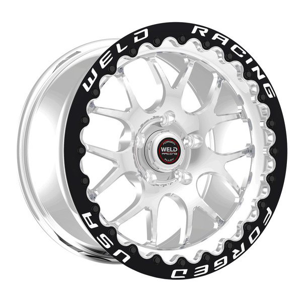 Weld S77 17x10 / 5x115 BP / 6.7in BS Polished Wheel (High Pad) - Black Single Beadlock - 77HP7100W67F