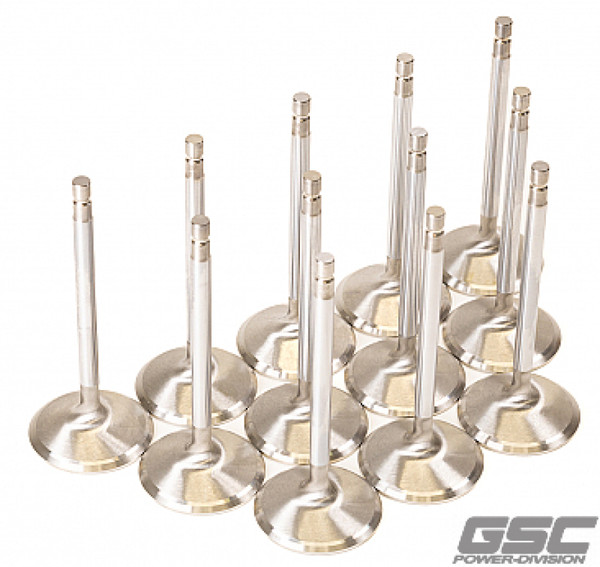 GSC P-D Nissan VR38DETT 38.15mm Head +1mm OS 94.95mm Long Flat Face Intake Valve - Set of 12 - 2058-12