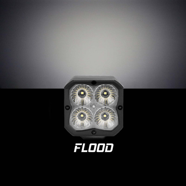 XK Glow XKchrome 20w LED Cube Light w/ RGB Accent Light Kit w/ Controller- Flood Beam 2pc - XK065001-FL-KIT
