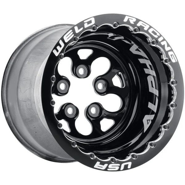 Weld Alpha-1 15X14 5x4.75 BP 1in BS Black Wheel - Black Double Beadlock MT - 83B-514B272MB