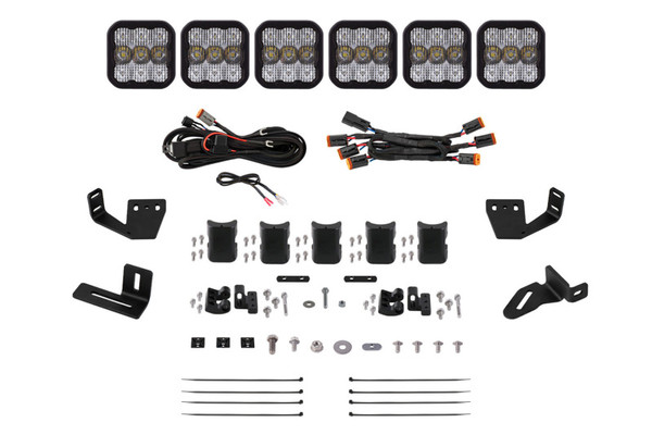 Diode Dynamics Prinsu/Sherpa Roof Racks SS5 6-Pod CrossLink Mounting Kit - Sport White Combo - DD7816