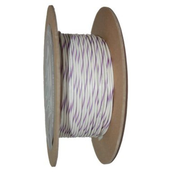 NAMZ OEM Color Primary Wire 100ft. Spool 20g - White/Violet Stripe - NWR-97-100-20