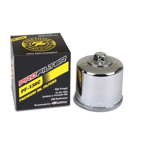 ProFilter Aprilia/Arctic Cat/Kawasaki/Suzuki Spin-On/Chrome/Various Performance Oil Filter - PF-138C