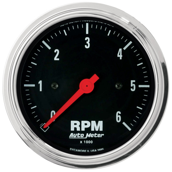 Autometer Traditional Chrome 3-3/8in 6K RPM In-Dash Mechanical Tachometer - 2495